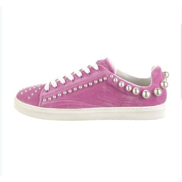 NWOB Stuart Weitzman Goldie Velvet Pink Sneaker Womens US 7.5 B